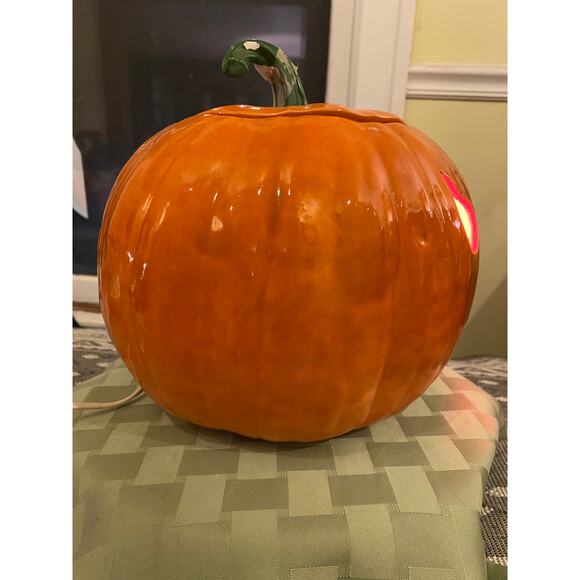 Vintage 1979 Ceramic LIGHT UP Jack OLantern  12 in tall 33 in circumference VGUC - Picture 9 of 16